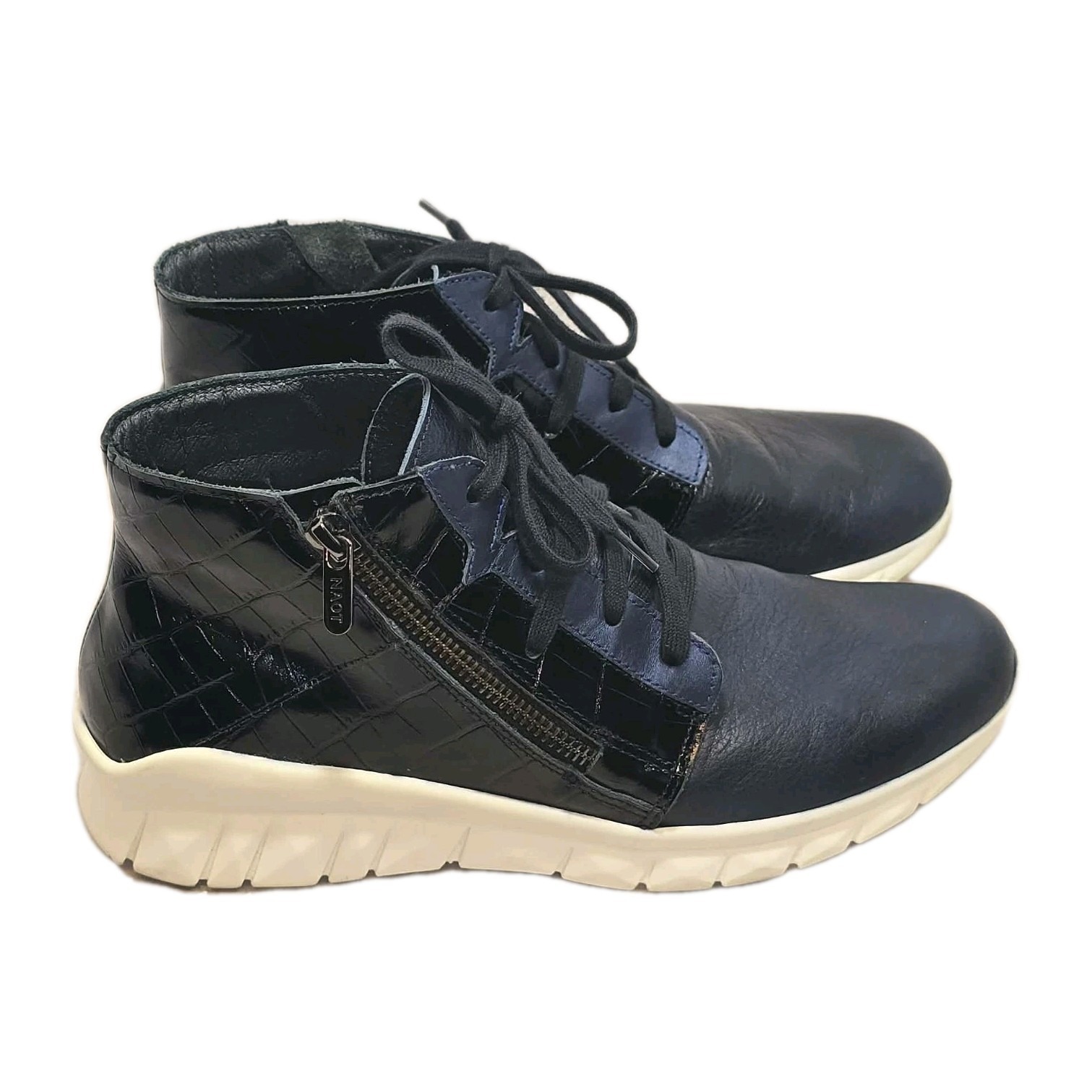 Naot Blue Leather Ankle Boots Side Zip Comfort Casual Women's 9 Guc